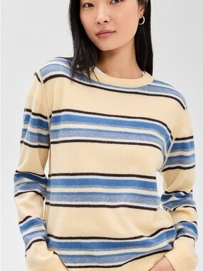 Reformation Boyfriend Cashmere Yellow and Blue Striped Sweater